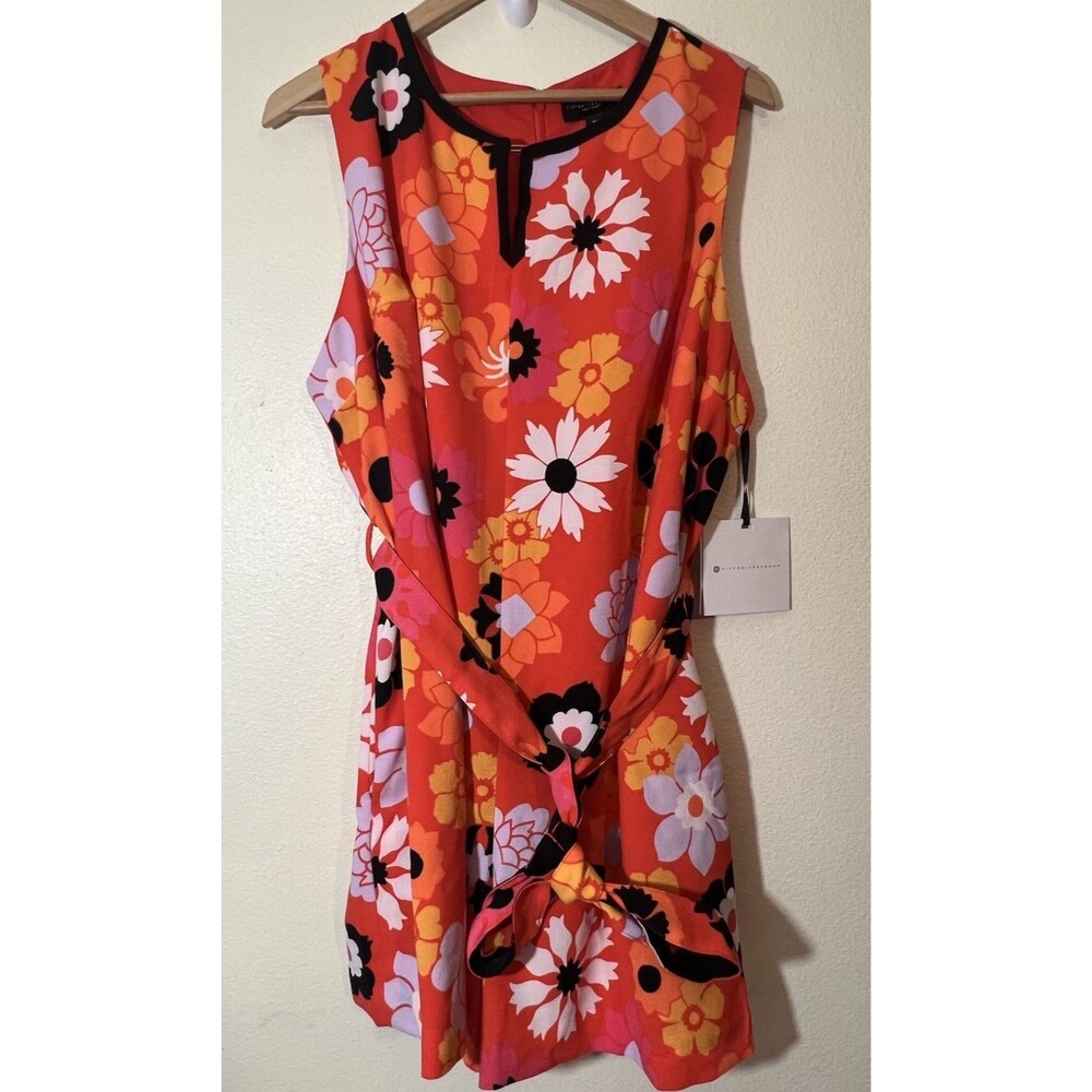 Victoria Beckham Retro Mod Floral Belted Romper - Size 2X NWT